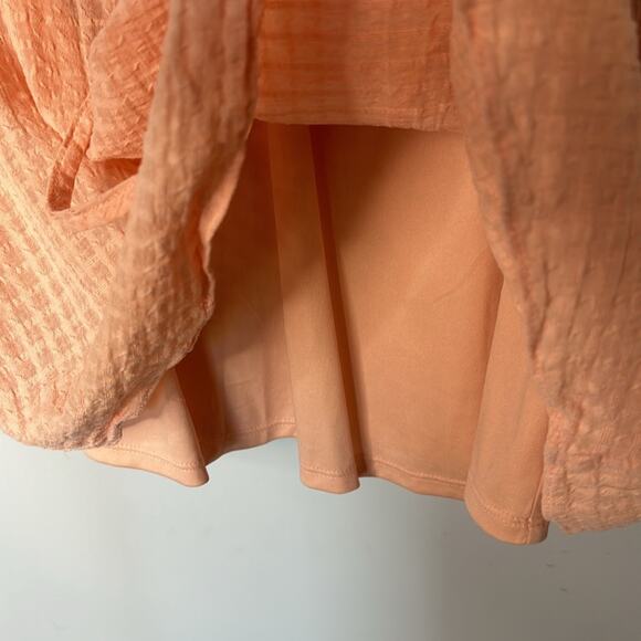 LC Lauren Conrad Top Womens Small Peach Long Sleeve Tie Front Peasant Boho - Picture 6 of 9